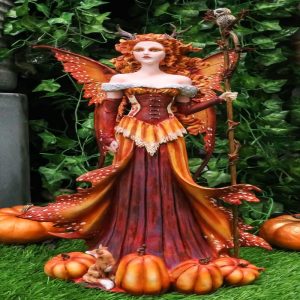 Ebros Amy Brown Pumpkin Queen Autumn Fairy Statue 17.5" Tall Fantasy Faery