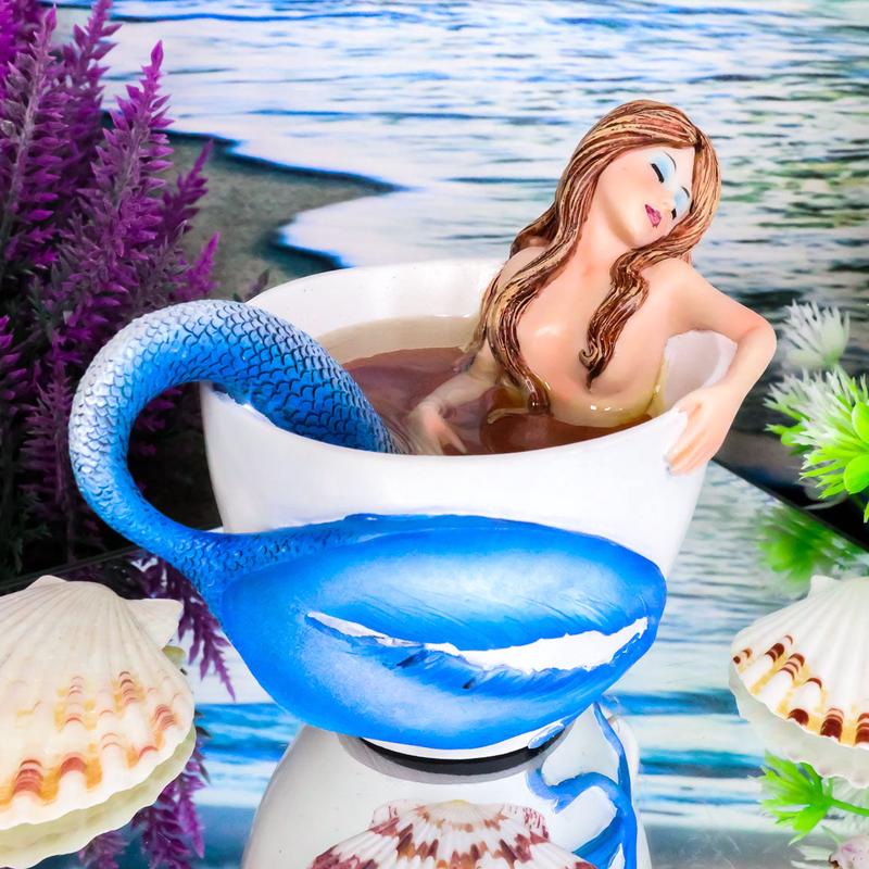 Ebros Amy Brown Relax Time Mermaid in Tea Cup Statue Nautical Fantasy Mermaids Sirens of The Seas Collector Figurine Birthday Housewarming Ideas Home Shelf Desktop Kitchen Decor