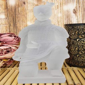 Ebros Ancient Chinese Qin Dynasty Emperor Kneeling Terracotta Army Foot Soldier Warrior Statue 8.25" Tall Acrylic Resin Antique Reproduction Historical Decor Figurine