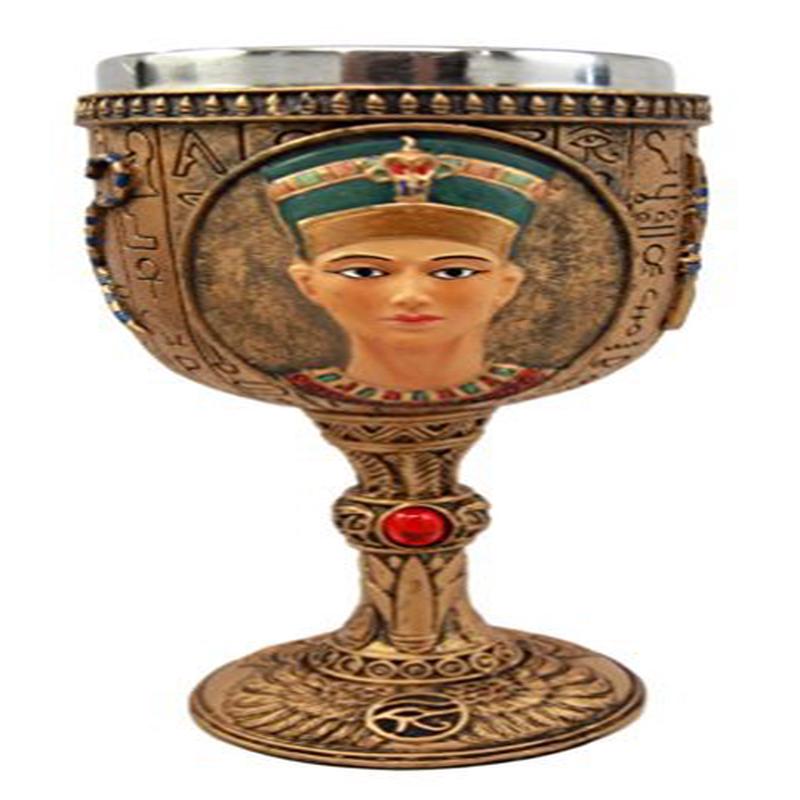 Ebros Ancient Egyptian Nefertiti Wine Goblet In Hieroglyphic Design 6oz 7"H
