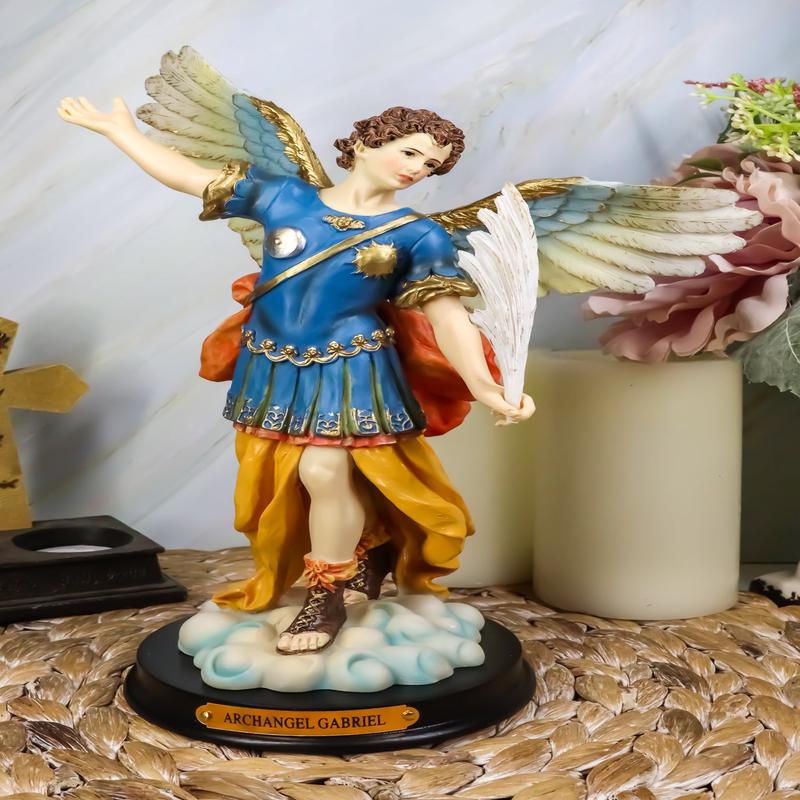 Ebros Archangel Saint Gabriel Statue 11.75"Tall Messenger With Brass Name Plate