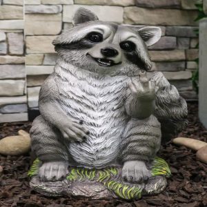 Ebros Bad Bandit Large Standing Cheeky Raccoon 12.5" Height Garden Decor