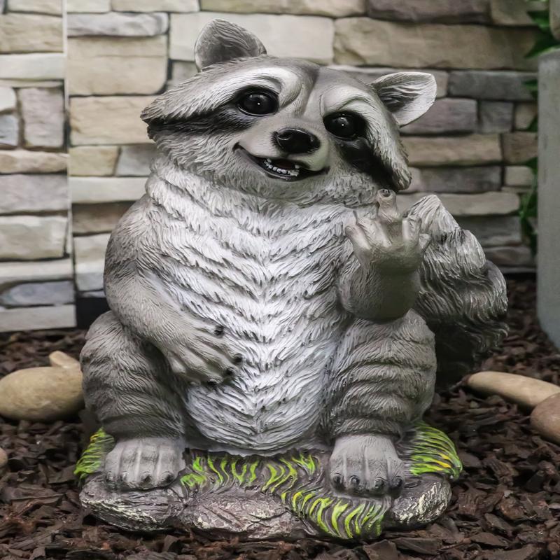 Ebros Bad Bandit Large Standing Cheeky Raccoon 12.5" Height Garden Decor
