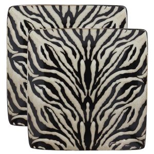 Ebros Giant Cat Tiger Prints Large Square Dinner Plate Set of 2 10.75"Plates