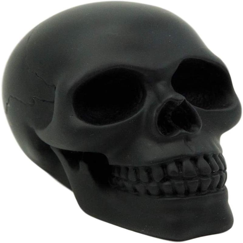Ebros Pirate's Loot Graveyard Human Skull Statue 3.75"L (Midnight Ghost Black)