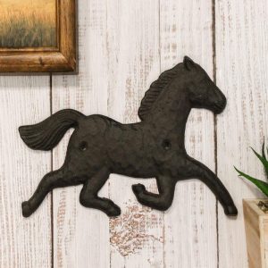 Cast Iron Rustic Western Country Running Wild Horse Wall Hanging Accent Decor 9"