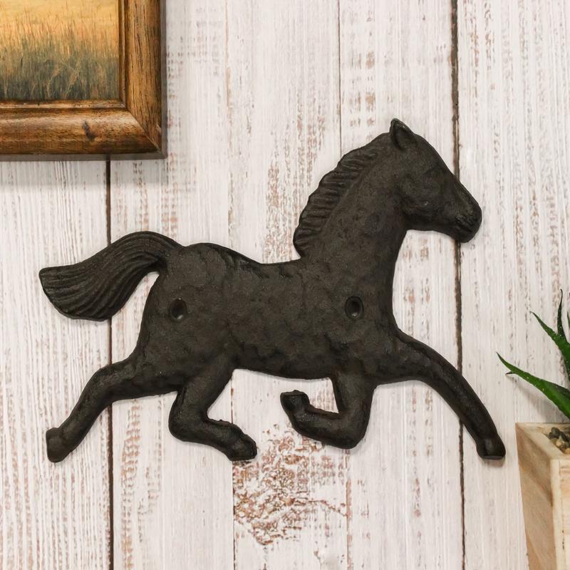 Cast Iron Rustic Western Country Running Wild Horse Wall Hanging Accent Decor 9"
