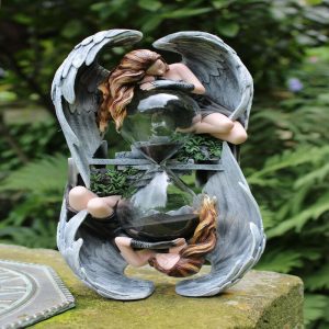 Ebros 9"H Sacred Memory Weeping Angel Gothic Sand Timer Statue by Anne Stokes