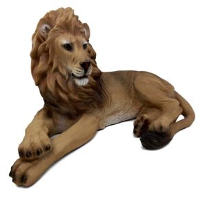 Ebros African King Aslan Lion On Repose Statue 16"L Pride Rock Giant Cat Sculpture