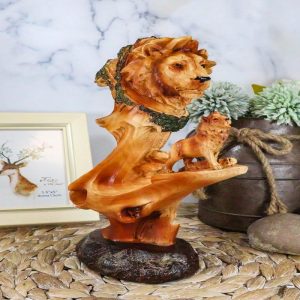 Ebros African Savanna Safari Lion Statue 9.25"Family Faux Wood Resin Figurine