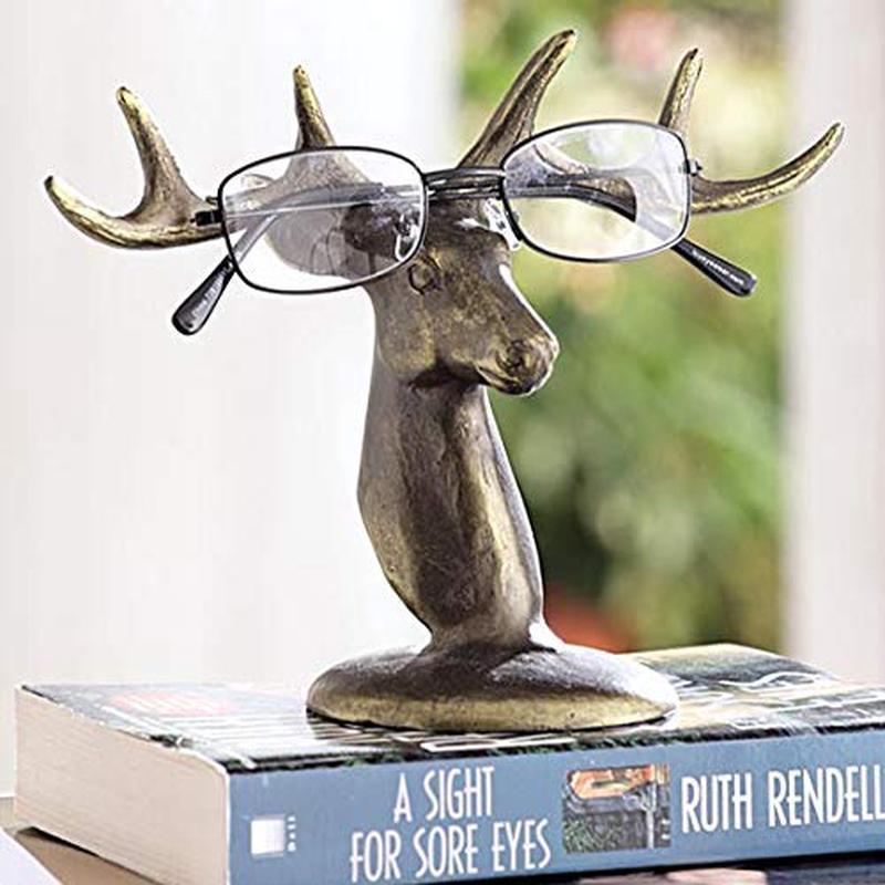 Ebros Aluminum Deer Antlers Bust Eyeglass Spectacle Or Jewelry Holder Organizer