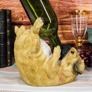 Ebros Apricot Fawn Pug Wine Holder 8.25" Long Canine Dog Wine Bottle Holder