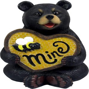 Ebros Bee My Honey Black Bear with Honeycomb Heart Be Mine Figurine 6"H Figure