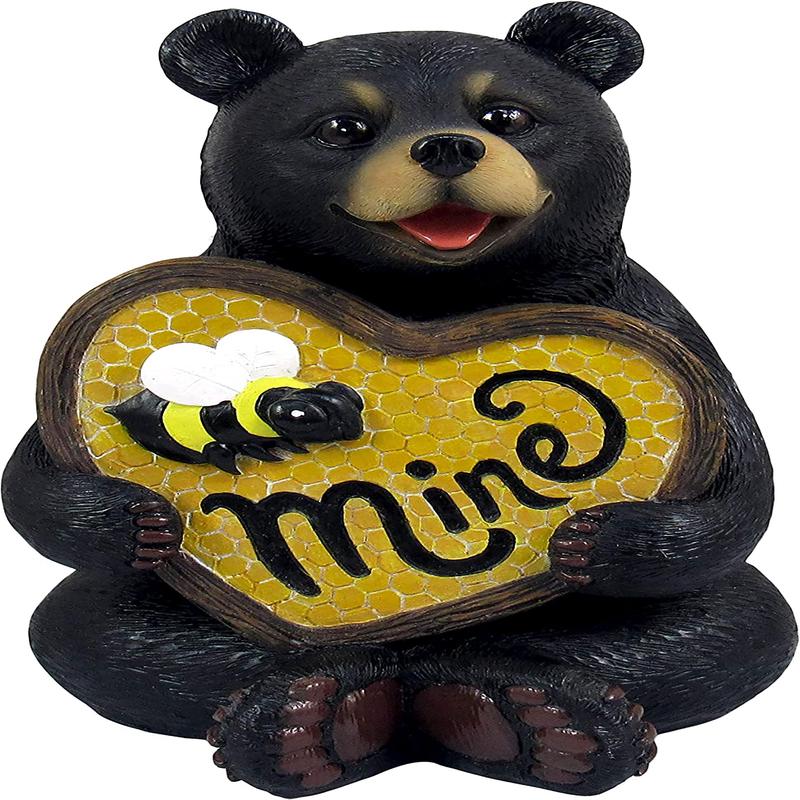 Ebros Bee My Honey Black Bear with Honeycomb Heart Be Mine Figurine 6"H Figure