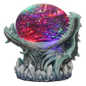 Ebros Blue Frost Dragon LED Night Light Glitter Sparkle Water Globe Storm Ball
