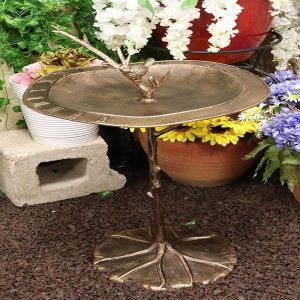 Ebros Bluebird Perching On Twig Bird Bath Sundial Garden Decor 2 Feet Height