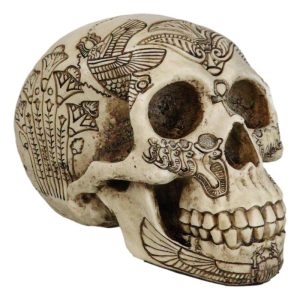 Ebros Bone Ancient Egyptian Gods Paranormal Voodoo Scarab Dung Beetle Skull Statue 8.5" Long Figurine