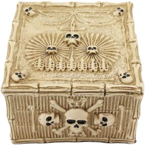 Ebros Bones Skulls with Crossbones Decorative Box 5" L Jewelry Trinket Box Decor