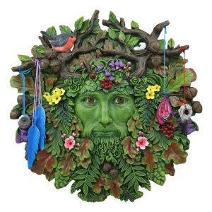 Ebros Brigid Ashwood Colorful Nature Spirit God Celtic Greenman Hanging Wall Decor Plaque 12" High Wiccan Tree of Life Forest Tree Ent Decorative Sculpture Mythical Fantasy Cernunnos Horned God