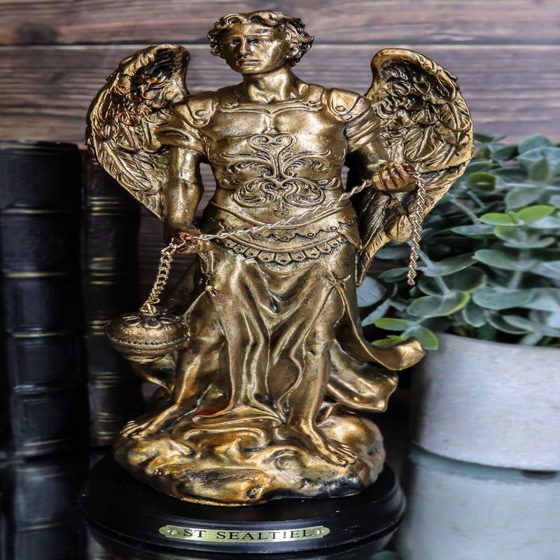 8"H Saint Sealtiel Archangel Resn Figurine Salulation And Prayer Of God Catholic