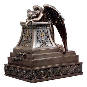 Bronzed Inspirational Guardian Mourning Angel Cremation Urn Statue 320 Cu Inch