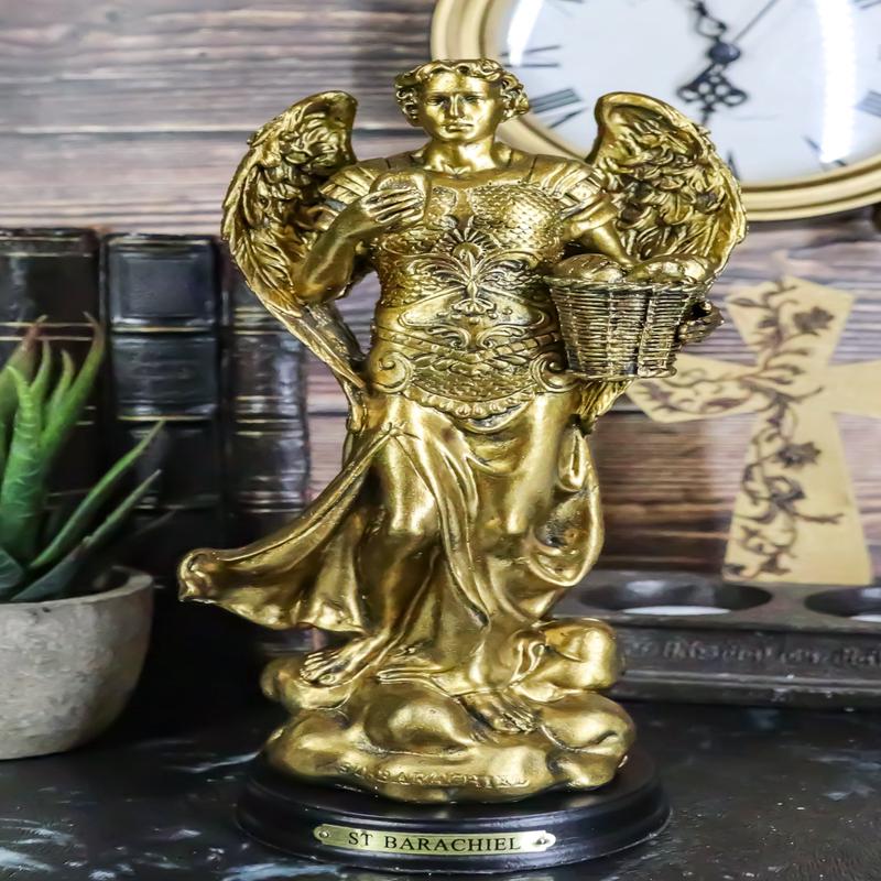 Byzantine Catholic Church Archangel Saint Barachiel Statue 8"H God's Provision
