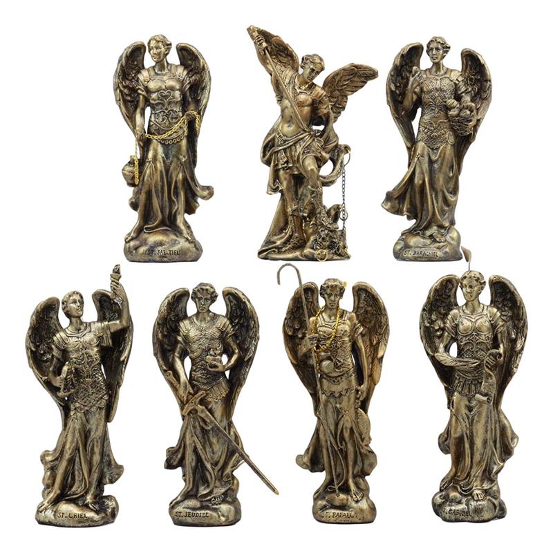 Ebros Bronzed Byzantine Orthodox Catholic Church Seven Archangels Statue Set 4.75"Tall