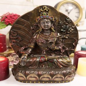 Ebros Buddhism Arya White Tara Saraswati On Lotus Throne Painted Statue 10.25" H