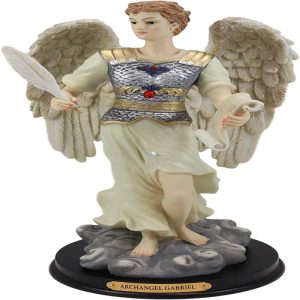 Ebros Byzantine Archangel Saint Gabriel with Brass Name Plate Wooden Base 12"H