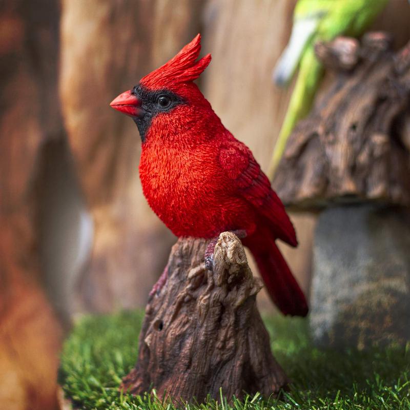 Ebros Cardinal Perching on Branch with Motion Activated Bird Sound Figurine