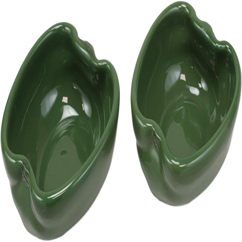 Ebros Ceramic Green Bell Pepper Small 4oz Dipping Bowl Container Saucer SET OF 2