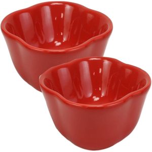 Ebros Ceramic Red Bell Pepper Vegetable 12oz Bowl Condiments Container SET OF 2