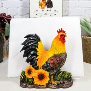 Ebros Chicken Farm Morning Crow Rooster Dinner Napkin Holder Figurine 6" Tall