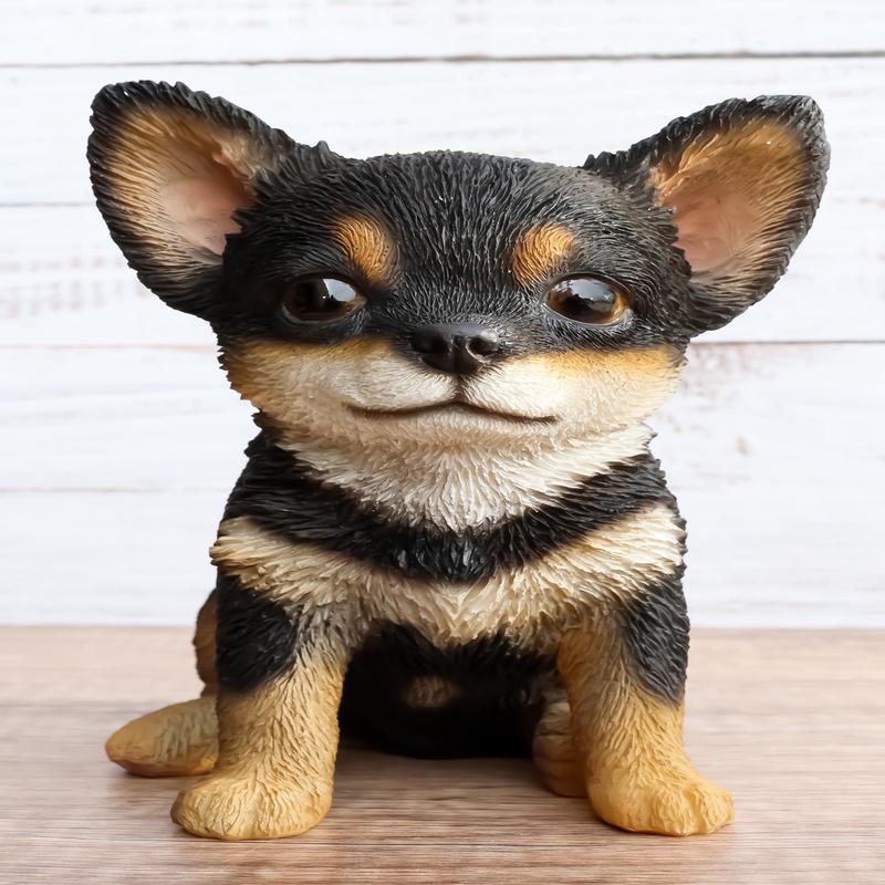 Ebros Chihuahua Dog Puppy Sitting Statue 6.25" High with Glass Eyes Figurine