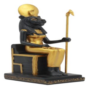 Ebros Classical Egyptian Gods and Goddesses Seated On Throne Statue Gods of Egypt Ruler of Mankind Decorative Figurine  (Sekhmet Gof of War)