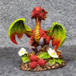 Ebros Colorful Garden Fruits and Berries Green Thumb Berry Raspberry Dragon Statue