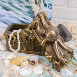 Ebros Deep Sea Kraken Octopus Skull Treasure Jewelry Decorative Box Figurine