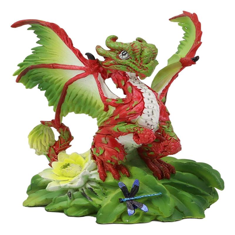 Ebros Fantasy Green Thumb Exotic Dragonfruit Dragon Statue Fairy Garden Collectible