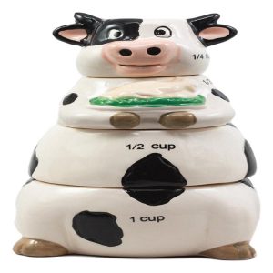 Ebros Bovine Cow Serving Roasted Chicken Measuring Cups Set of 4 For Baking