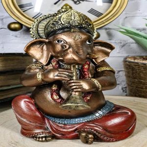 Ebros Celebration of Life and Arts Lord Ganesha Playing Shehnai Flute Statue 6.75"Tall