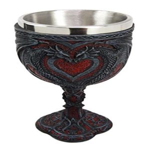Ebros Celtic Dual Dragon Romantic Heart Vial Of Blood Wine Goblet 7"H Chalice