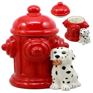 Ebros Ceramic Firehouse Dalmatian Puppy With Fire Hydrant Cookie Jar Kitchen