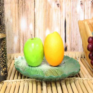 Ebros Ceramic Iceberg Lettuce Leaf Serving Platter Dinner Plate Vegetable Accent Dish 10.75"Wide For Salads Veggies Fruits Entrees Kitchen Dining Essentials Accessory (1)