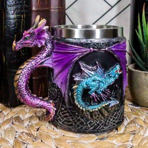 Ebros Conception Blue Fire Purple Dragon Beer Stein Tankard Coffee Cup Mug 12oz