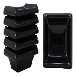 Ebros Contemporary Black Jade Melamine Tetragon Artistic Design Condiments Ketchup BBQ Soy Sauce 2oz Dipping Bowls or Dishes Home Kitchen Party Dining Restaurant Supply Dip Bowl Dish Set of 6