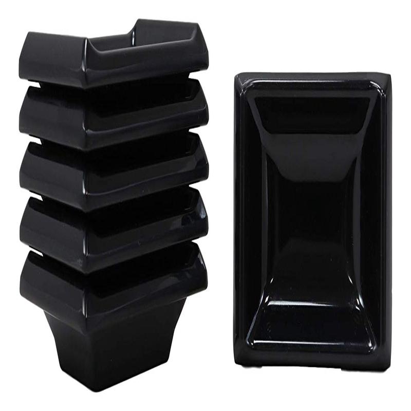 Ebros Contemporary Black Jade Melamine Tetragon Artistic Design Condiments Ketchup BBQ Soy Sauce 2oz Dipping Bowls or Dishes Home Kitchen Party Dining Restaurant Supply Dip Bowl Dish Set of 6