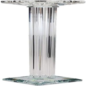Ebros Contemporary Crystal Glass Pillar Column Candle Holder Candlestick Candleholder Decor Figurine for Mantelpiece Countertop Table Master Bedroom Living Room Accent (23" High)