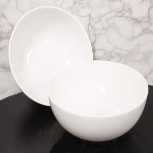 Ebros Contemporary White Jade Melamine Large Deep Round Bowls 48oz (PACK OF 6)