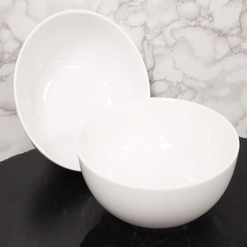 Ebros Contemporary White Jade Melamine Large Deep Round Bowls 48oz (PACK OF 6)