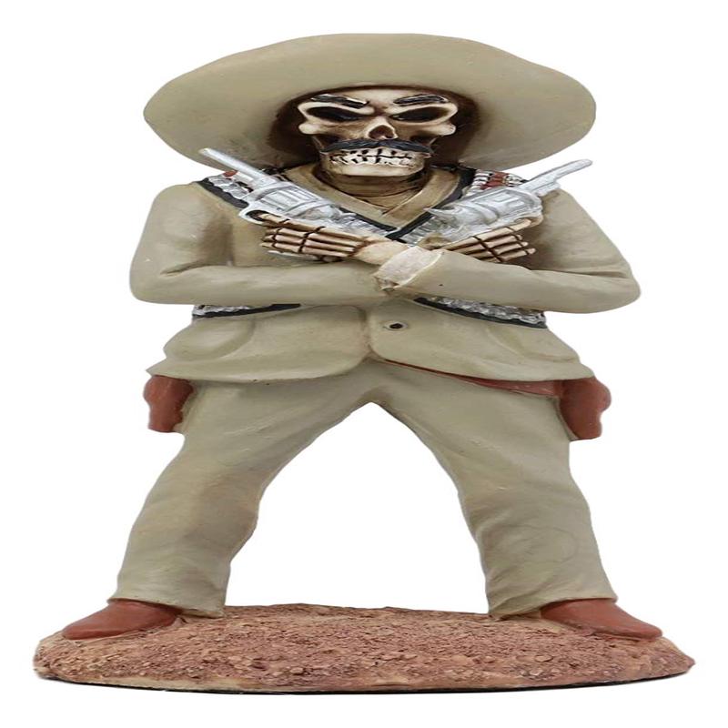 Ebros Day of The Dead General Pancho Villa with Dual Revolvers Skeleton Statue Governor of Chihuahua Mexican Revolutionary Hero of Divisin del Norte Sculpture Home Decor Halloween DOD Figurine